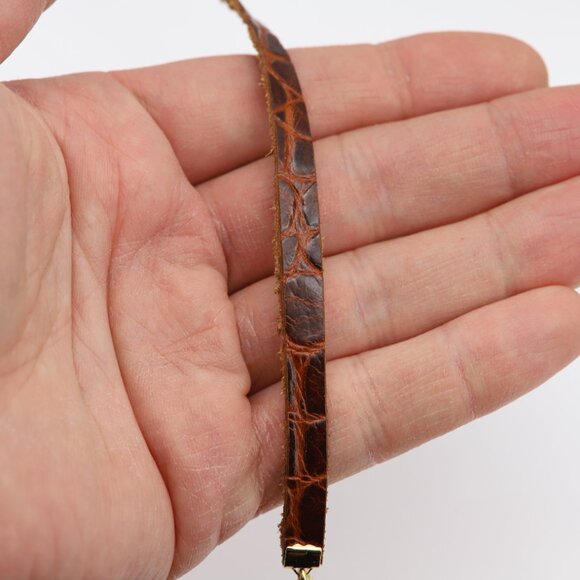 Brown Leather Choker Adjustable Genuine leather Chokers  (#18) - Picture 7 of 10